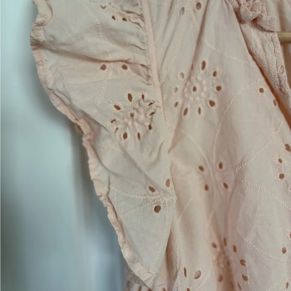 Blush Pink Eyelet Midi Dress | Kentucky Derby Style | Feminine Spring Occasion - Picture 6 of 7